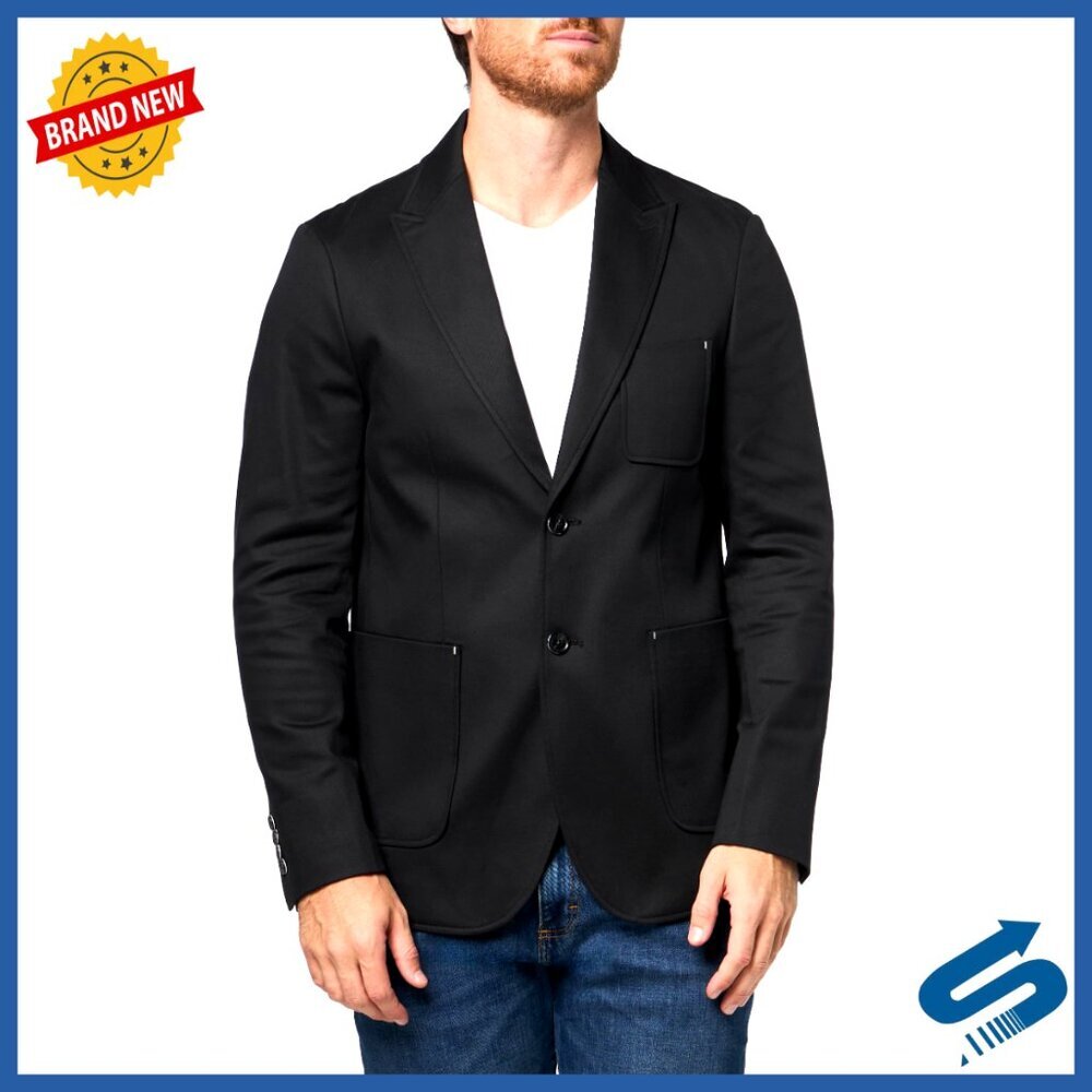 Men's Classic Fit Cotton Blend Blazer with Notch Collar and Pockets